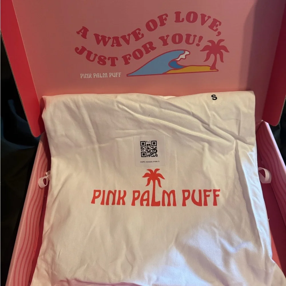 Pink Palm Puff Women's Hoodie - Picture 1 of 7